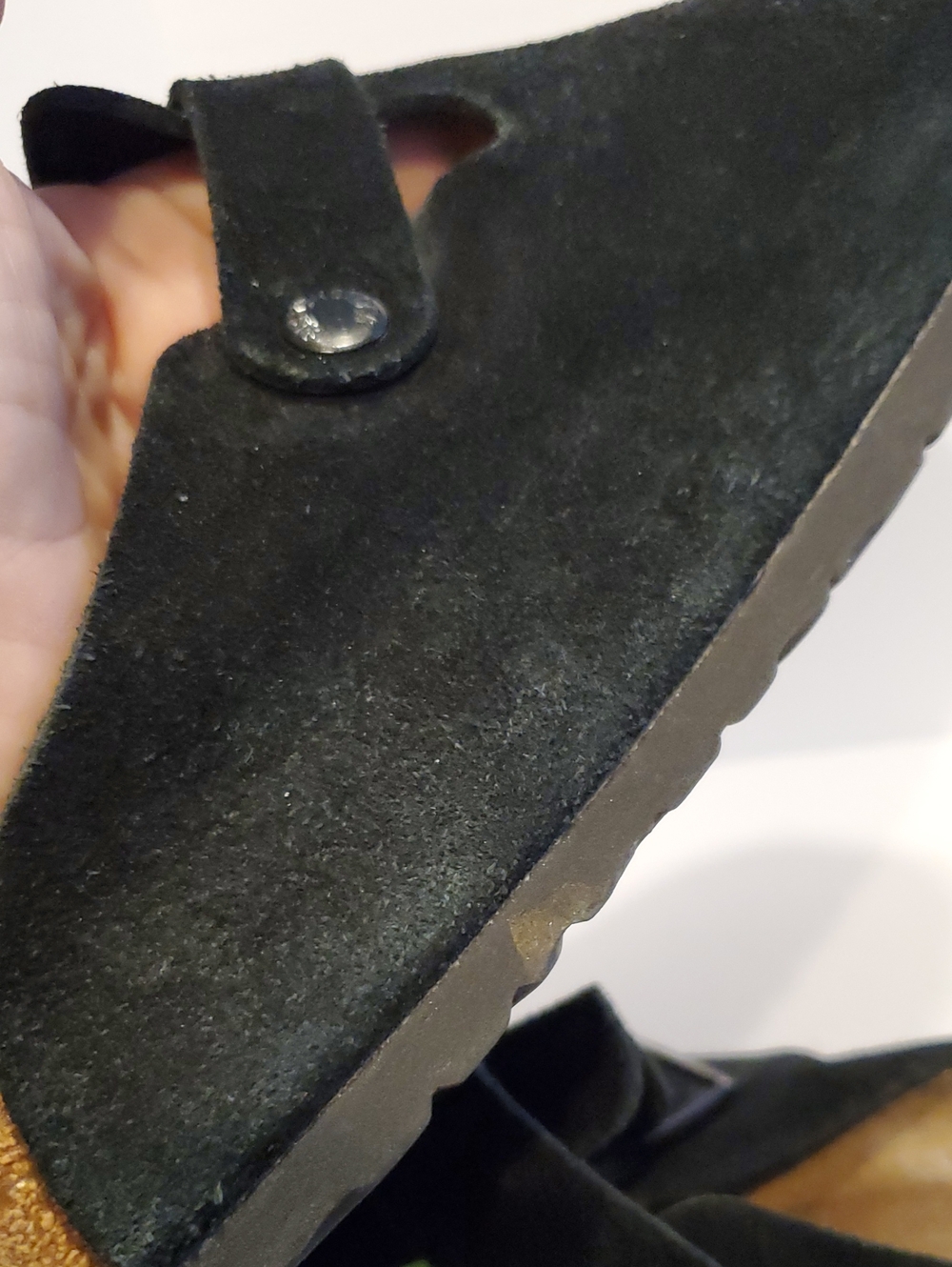 Birkenstock Boston Suede Leather Mules Shoes Clogs In Black Size 12 - Picture 12 of 14